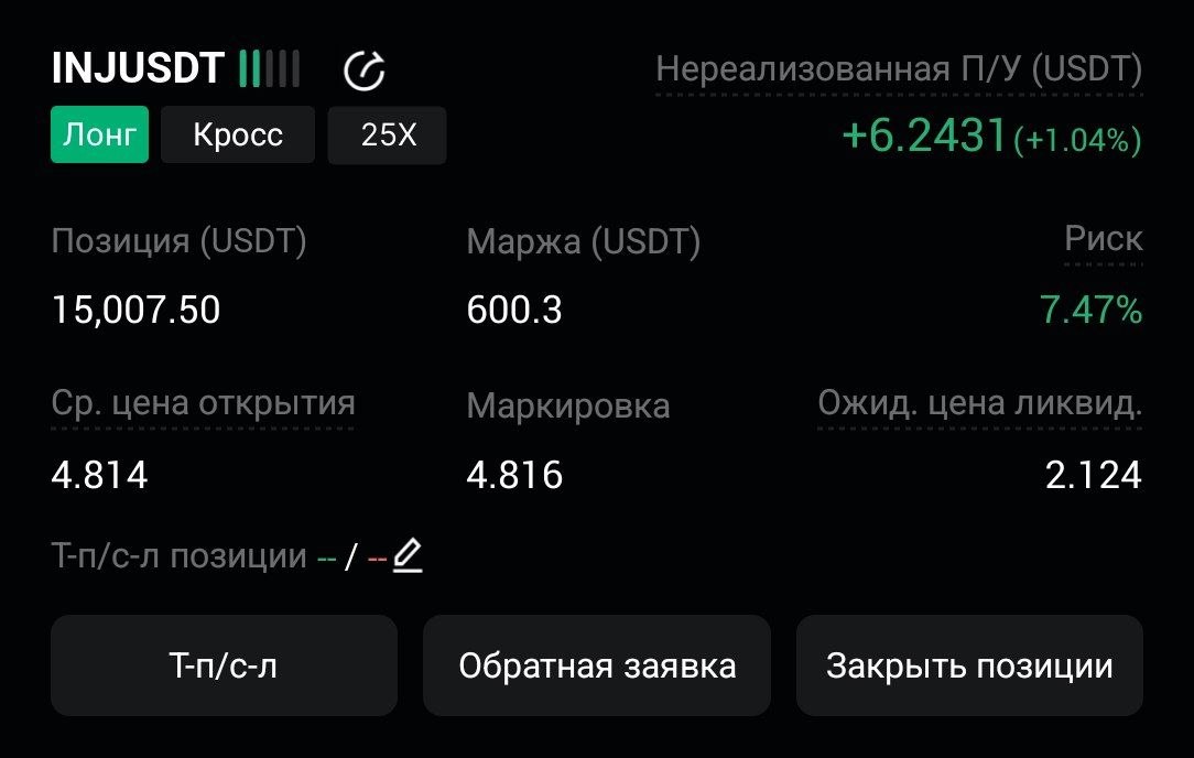 INJUSDT LONG signal screenshot by CryptoX | ProTrading