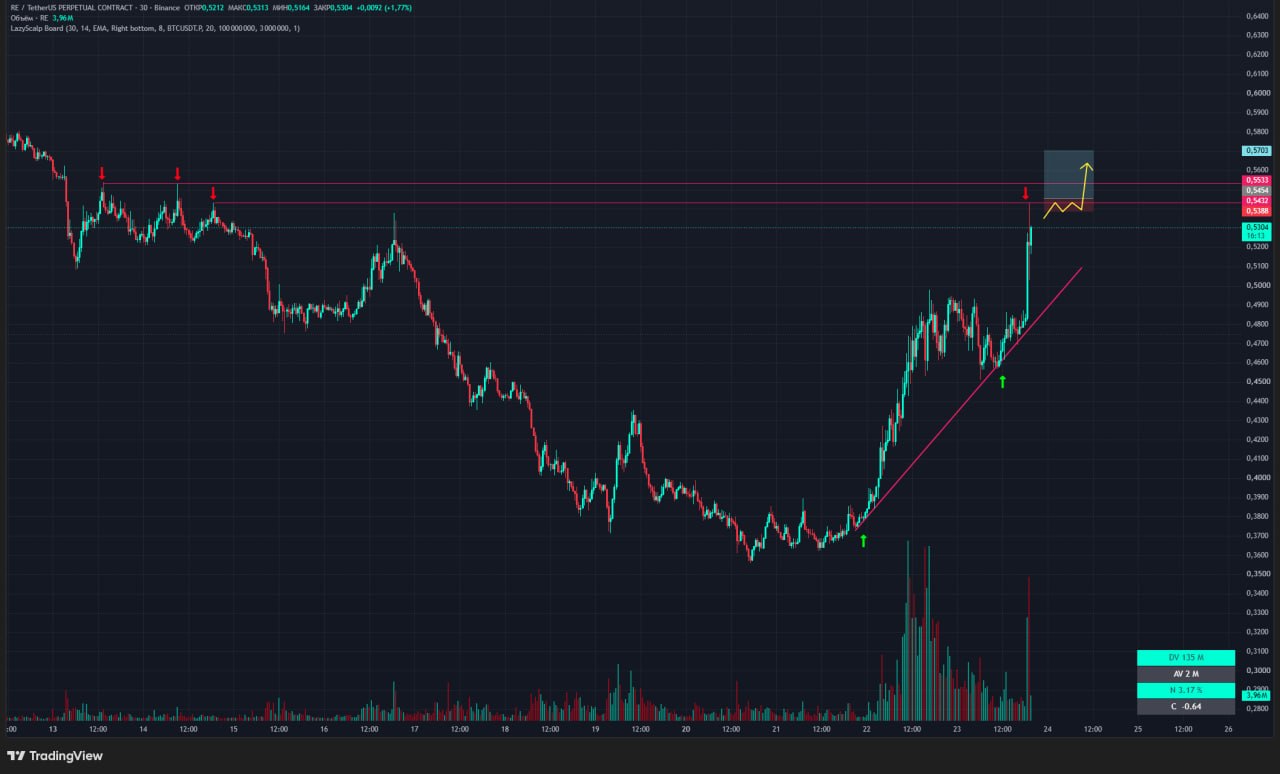 REUSDT LONG signal screenshot by Trader signals RU
