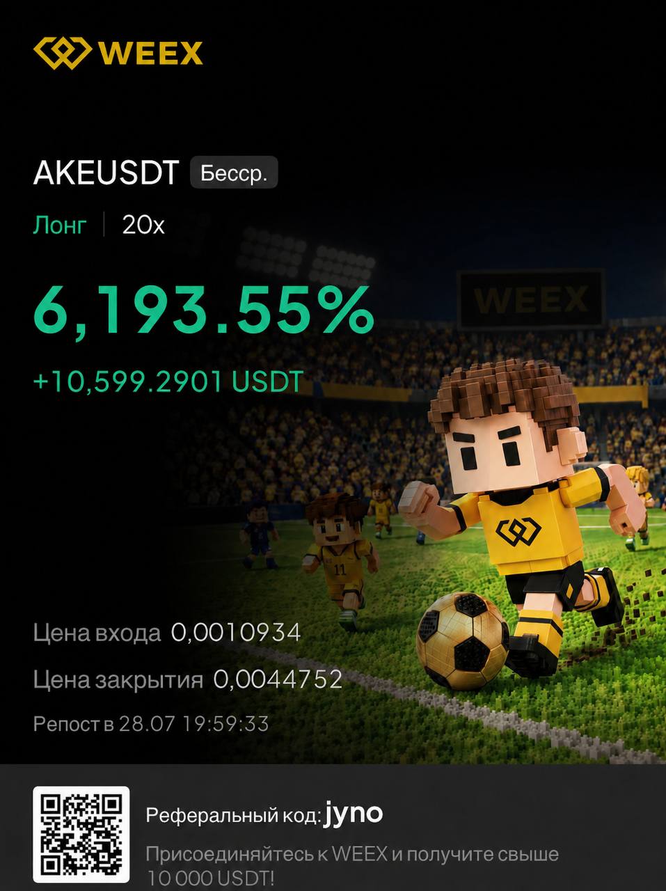AKEUSDT LONG signal screenshot by INVEX GROUP