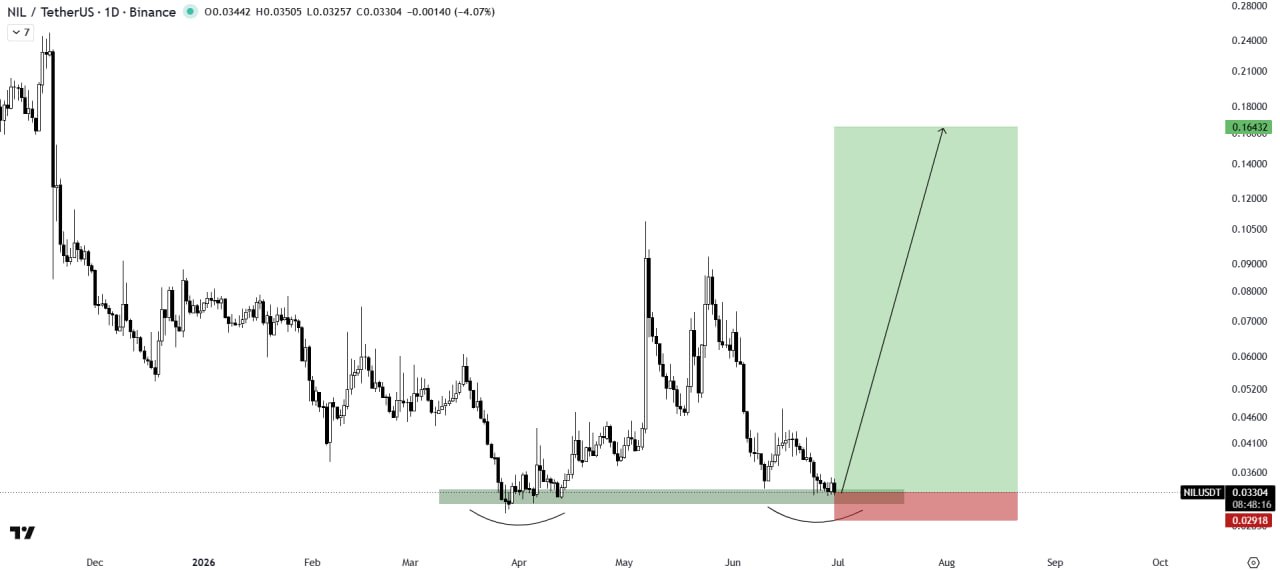 NILUSDT LONG signal screenshot by The Crypto Express