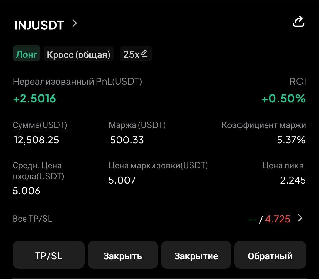INJUSDT LONG signal screenshot by CryptoX | ProTrading