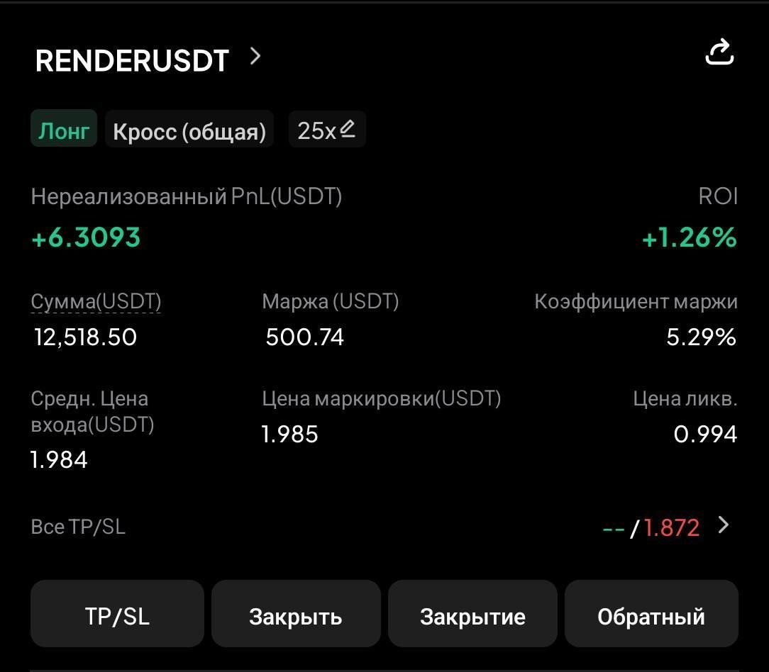 RENDERUSDT LONG signal screenshot by CryptoX | ProTrading