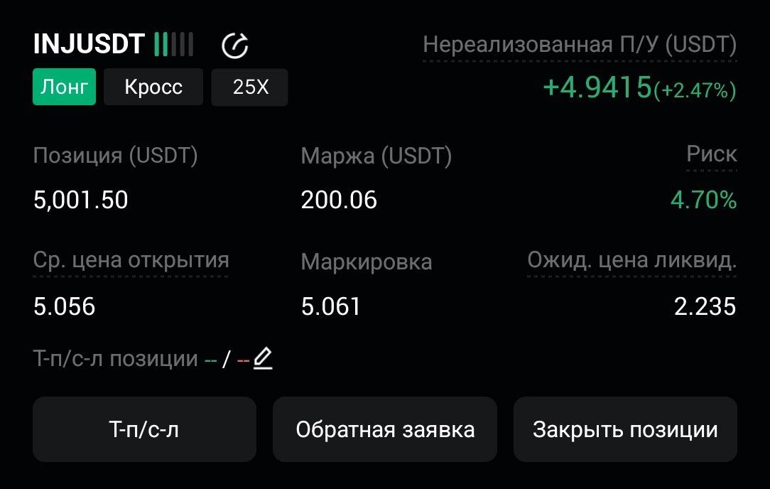 INJUSDT LONG signal screenshot by CryptoX | ProTrading