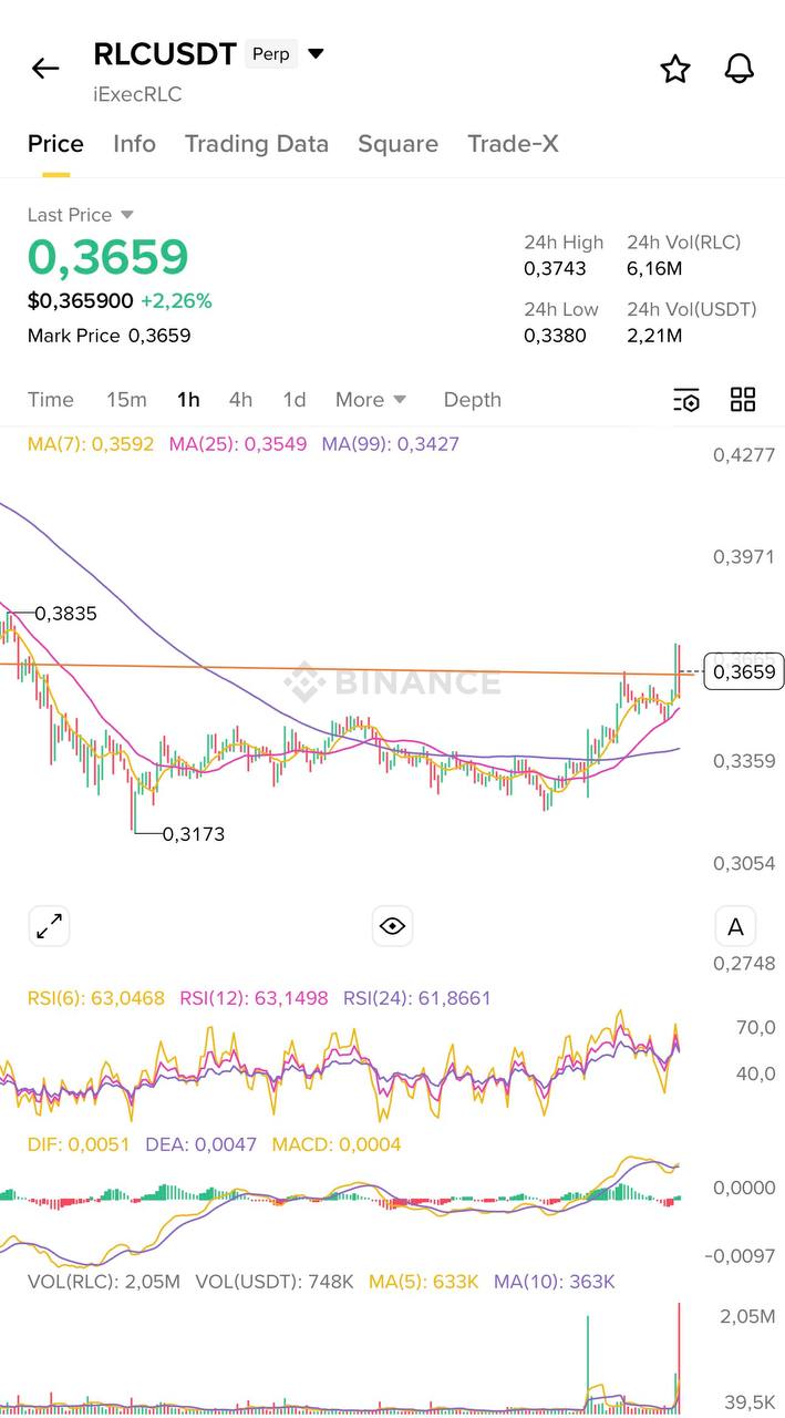 RLCUSDT LONG signal screenshot by Blockchain Usa Official ( Binance ) 🐋