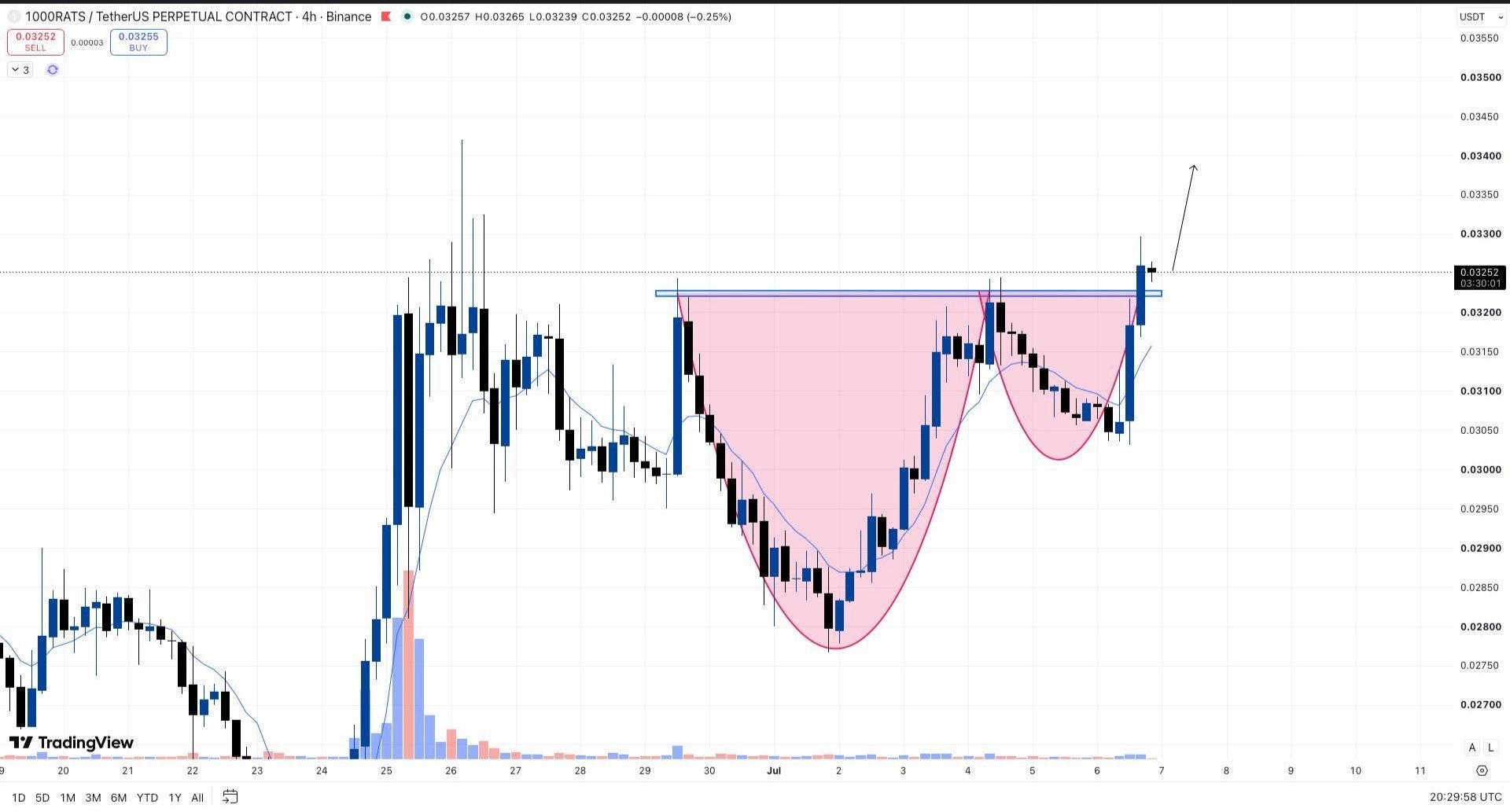 1000RATSUSDT LONG signal screenshot by Whales Crypto Guide