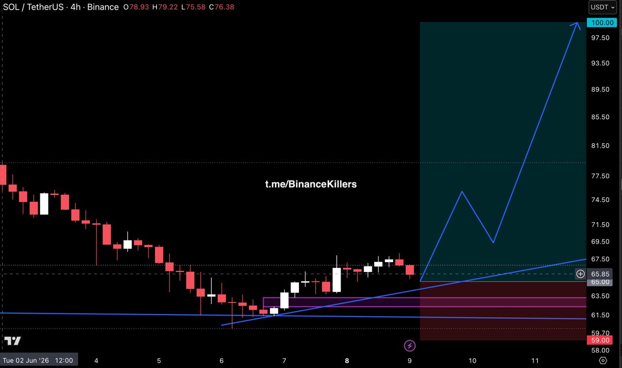 SOLUSDT LONG signal screenshot by Binance Killers Vip Channel