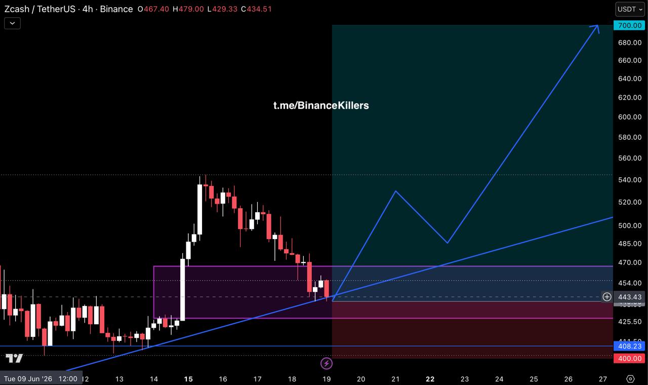ZECUSDT LONG signal screenshot by Binance Killers Vip Channel