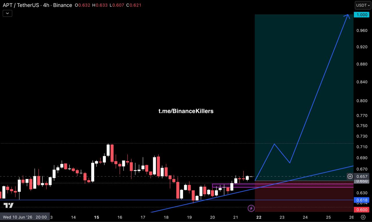 APTUSDT LONG signal screenshot by Binance Killers Vip Channel