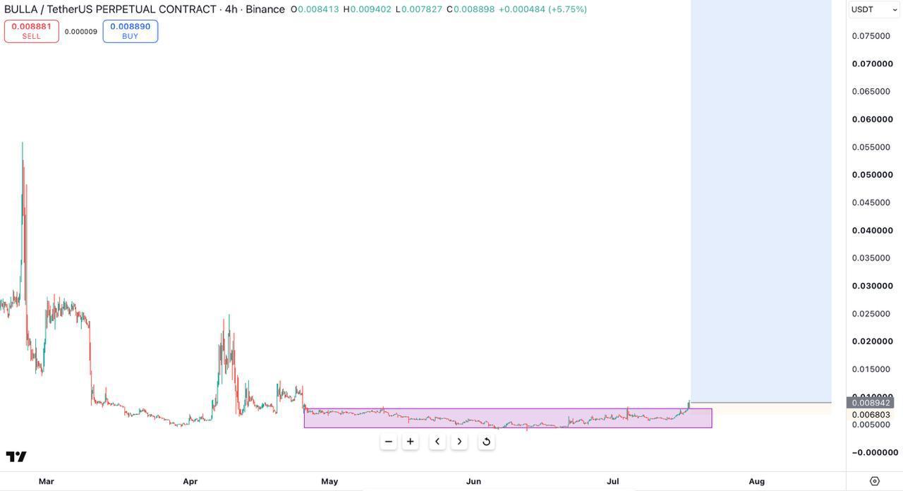 BULLAUSDT LONG signal screenshot by Bitcoin Bullets®