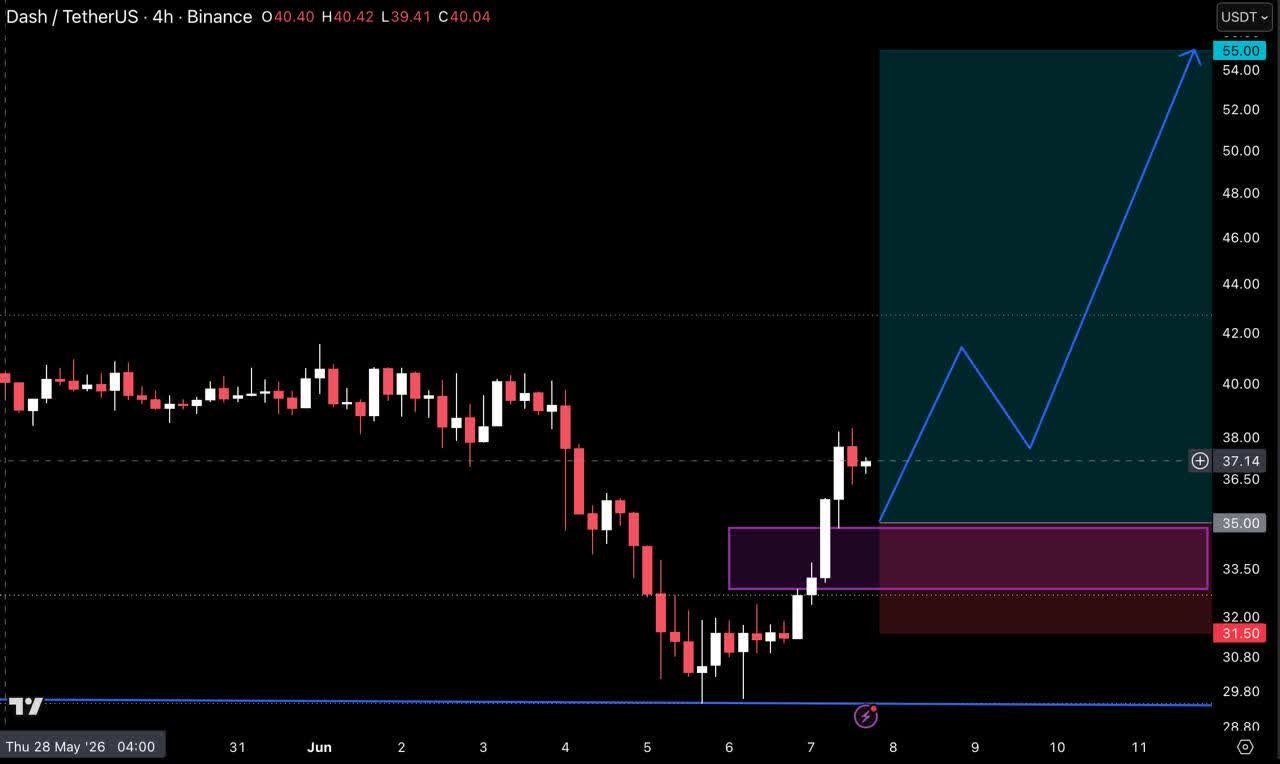 DASHUSDT LONG signal screenshot by Crypto Pirates Channel ®️
