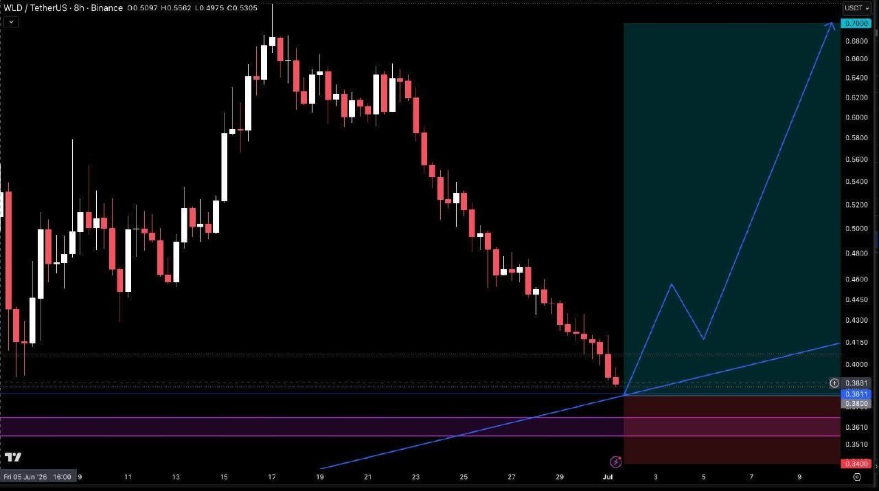WLDUSDT LONG signal screenshot by Crypto Pirates Channel ®️