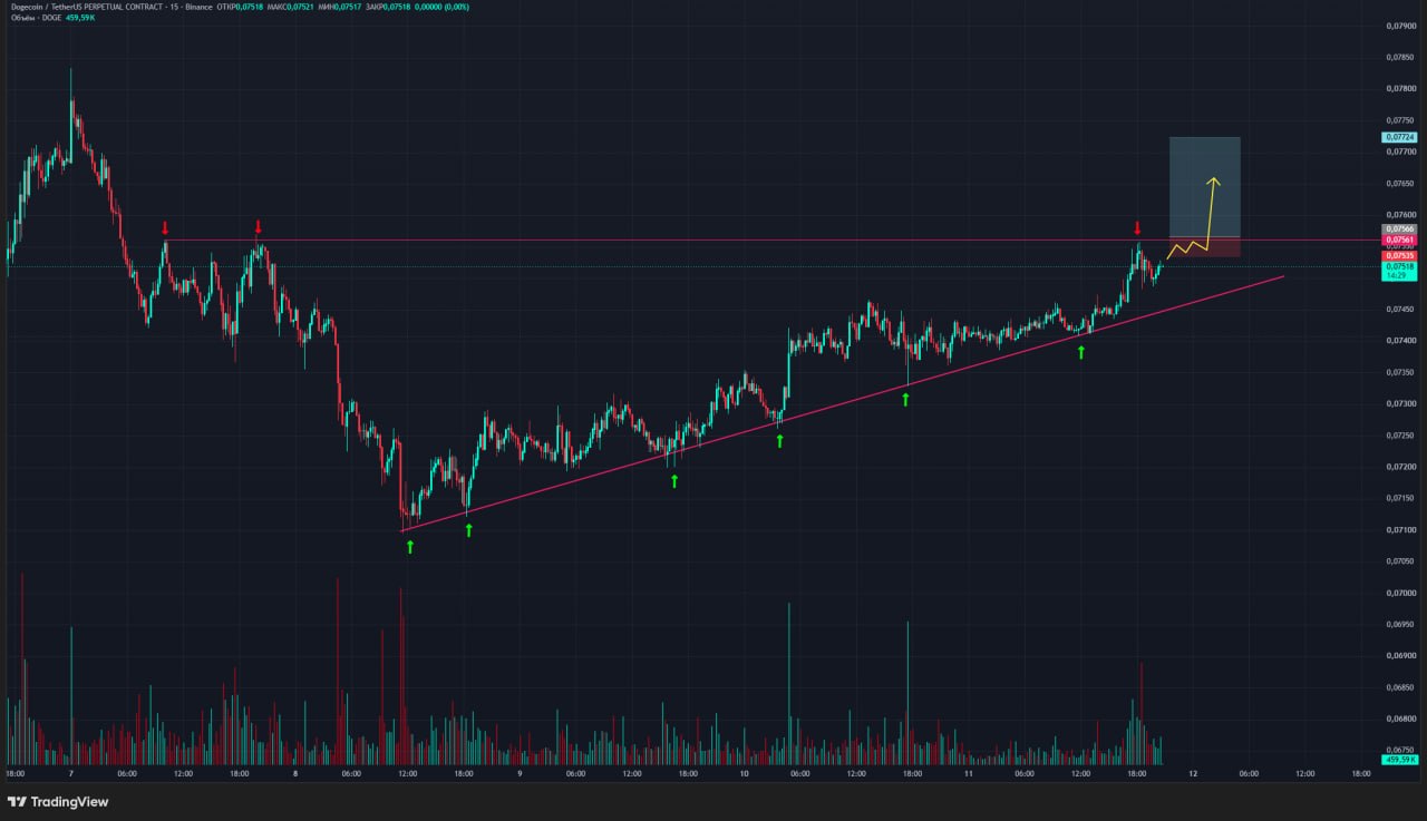DOGEUSDT LONG signal screenshot by Trader signals RU