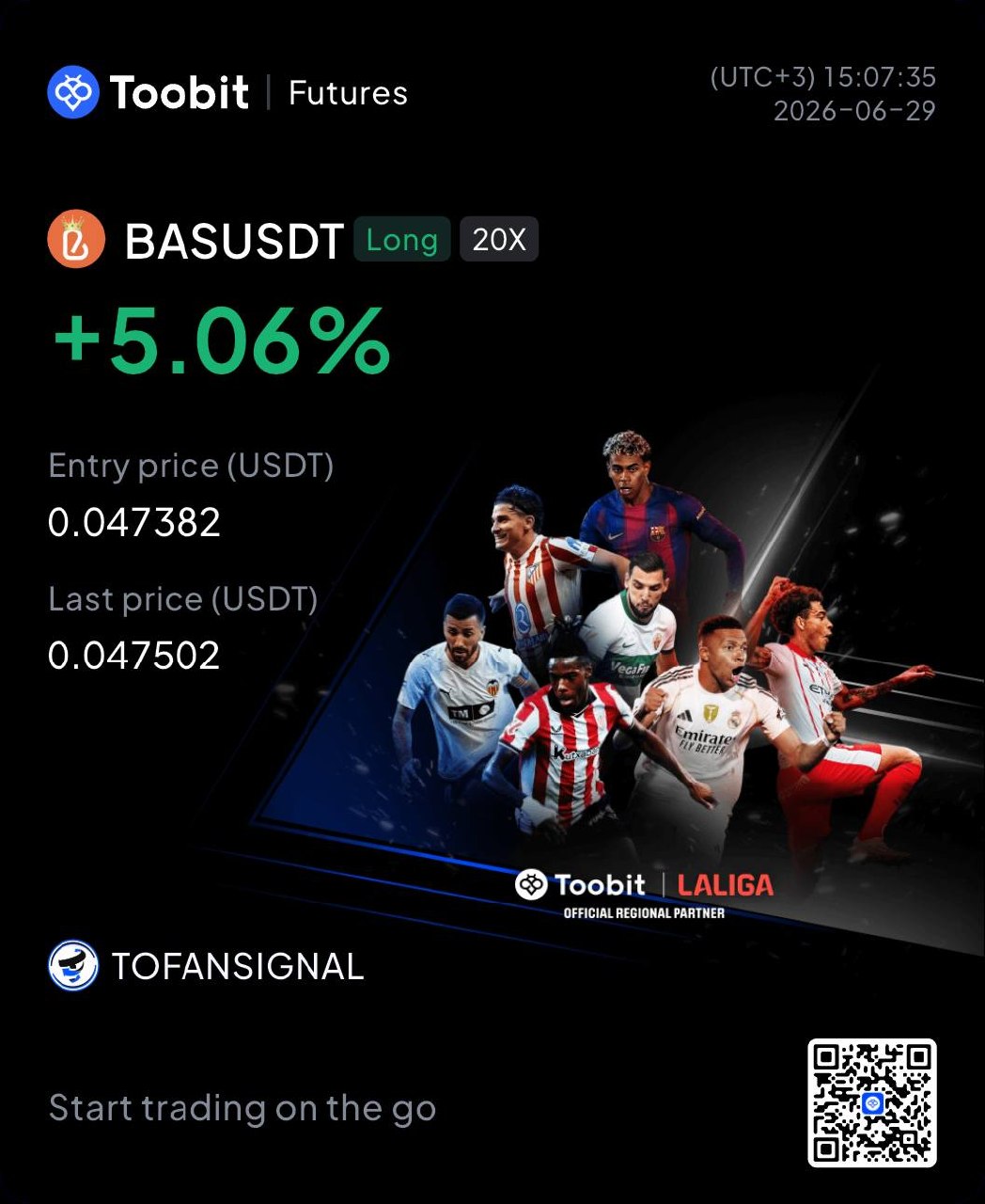 BASUSDT LONG signal screenshot by Tofan Trade | سیگنال کریپتو