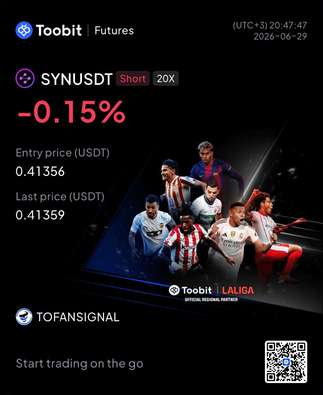 SYNUSDT SHORT signal screenshot by Tofan Trade | سیگنال کریپتو