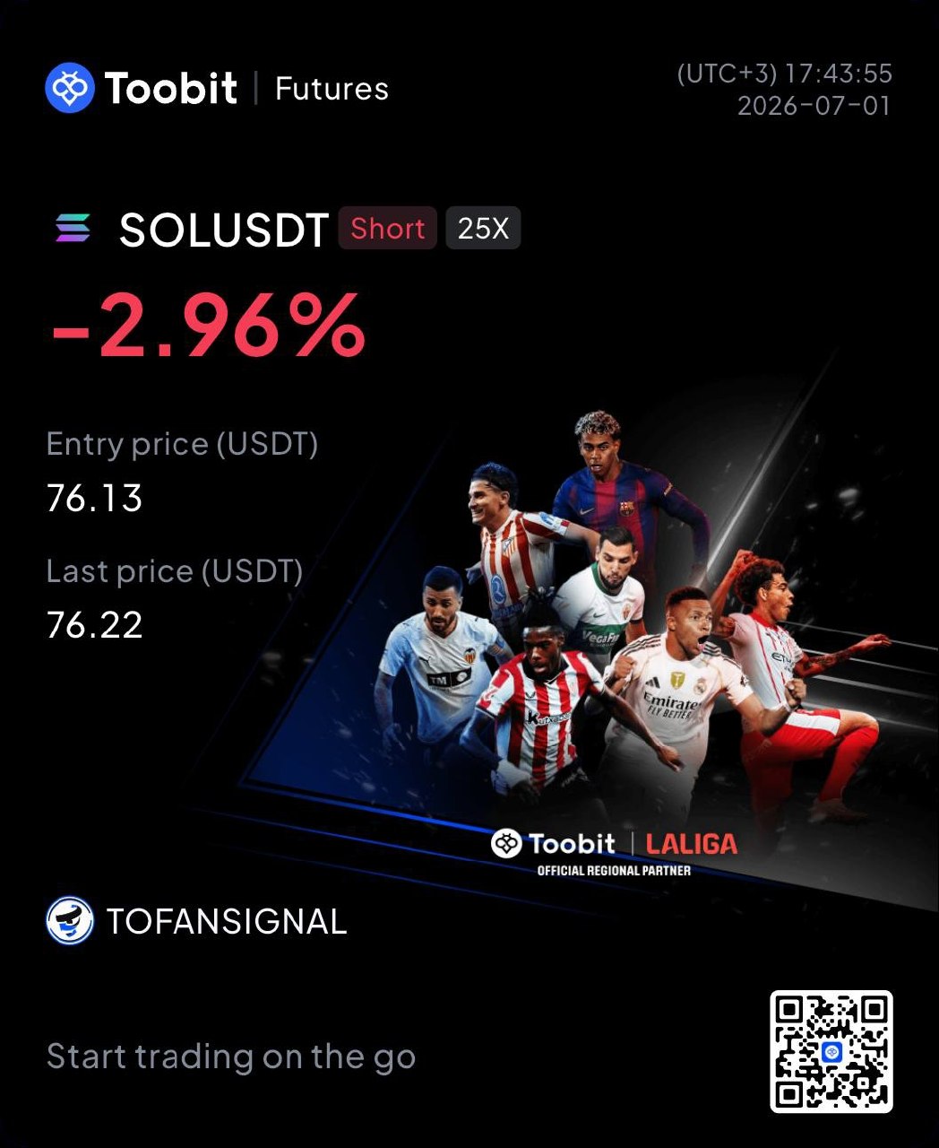 SOLUSDT SHORT signal screenshot by Tofan Trade | سیگنال کریپتو