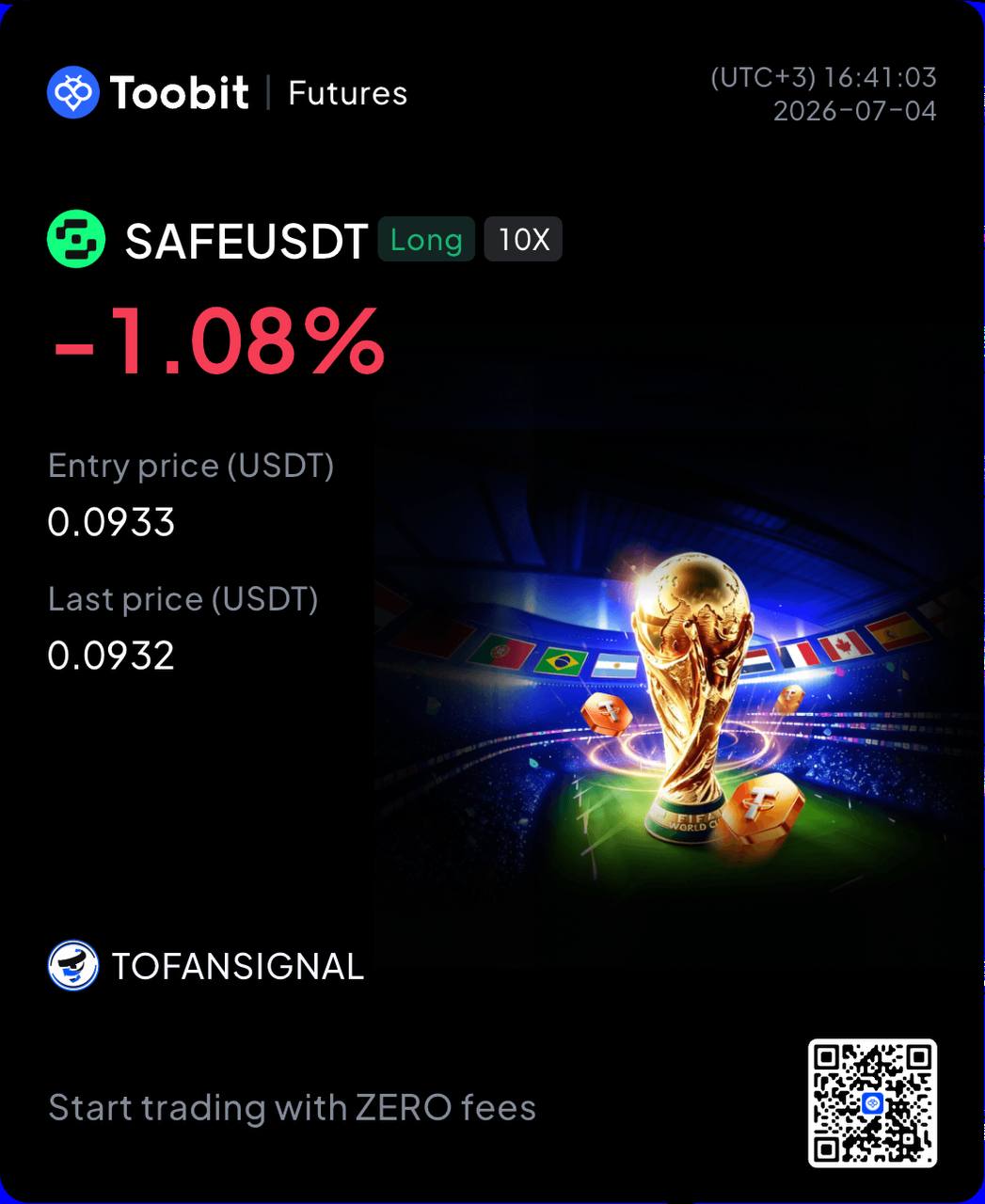 SAFEUSDT LONG signal screenshot by Tofan Trade | سیگنال کریپتو