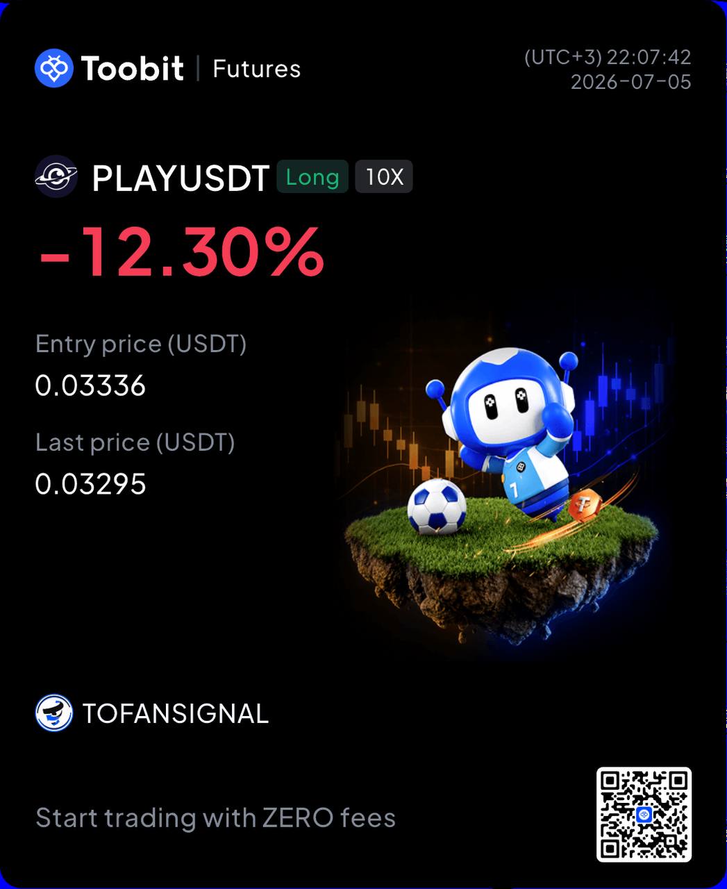 PLAYUSDT LONG signal screenshot by Tofan Trade | سیگنال کریپتو