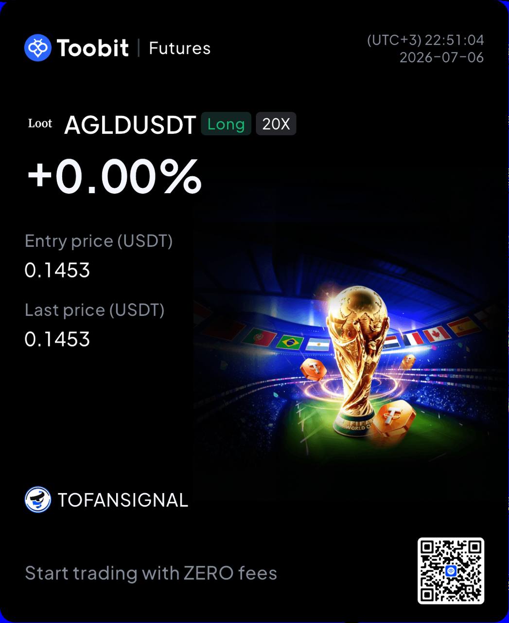 AGLDUSDT LONG signal screenshot by Tofan Trade | سیگنال کریپتو