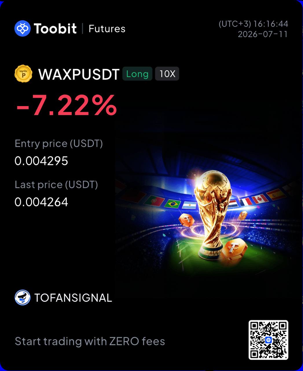 WAXPUSDT LONG signal screenshot by Tofan Trade | سیگنال کریپتو