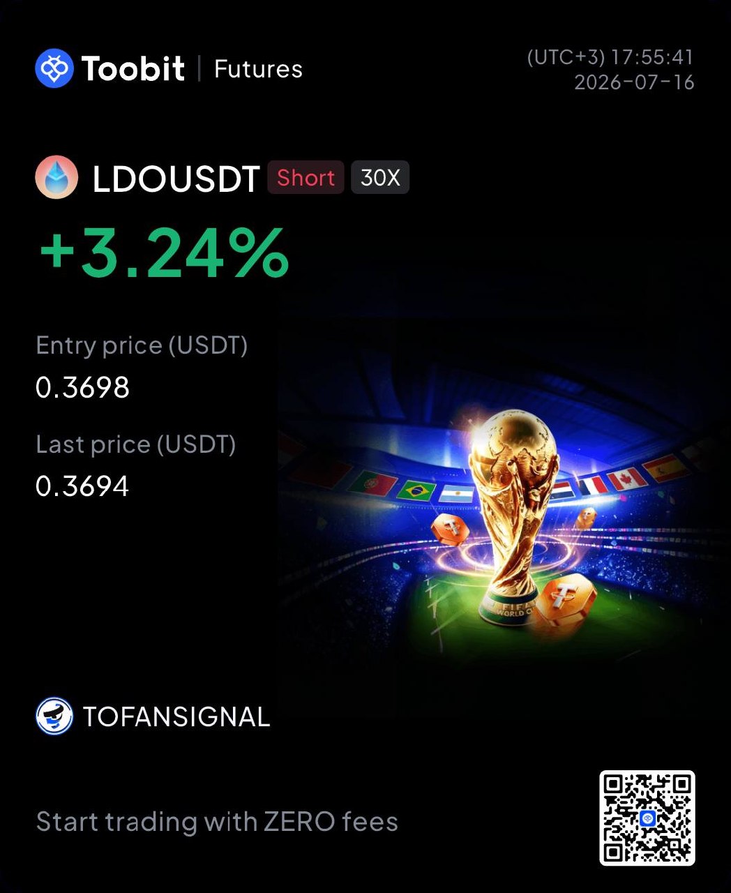 LDOUSDT SHORT signal screenshot by Tofan Trade | سیگنال کریپتو