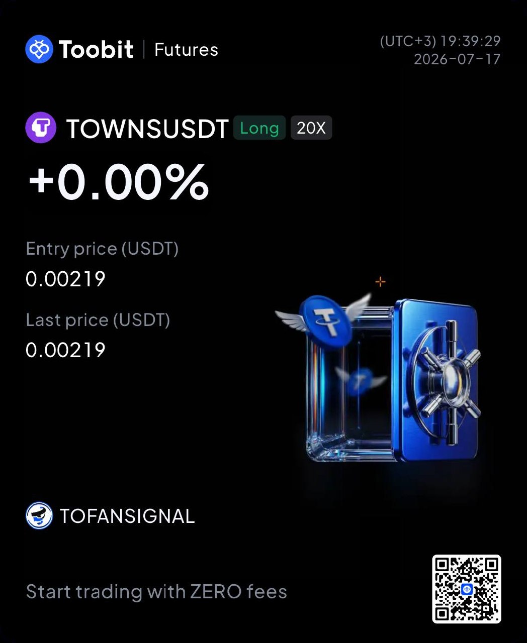 TOWNSUSDT LONG signal screenshot by Tofan Trade | سیگنال کریپتو