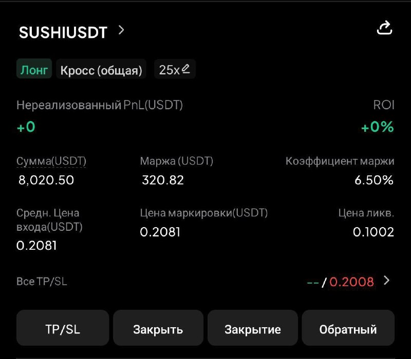 SUSHIUSDT LONG signal screenshot by IN CRYPTO WE TRUST