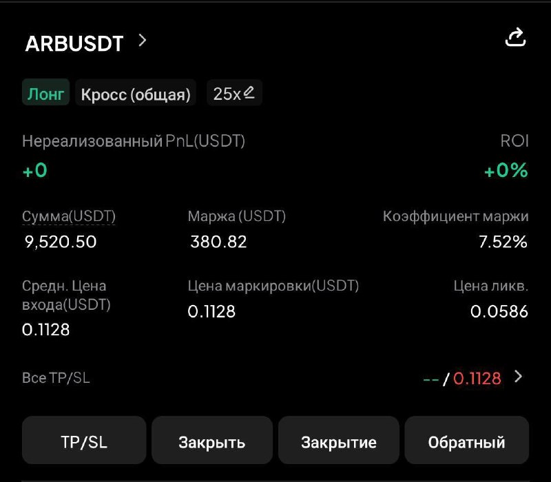ARBUSDT LONG signal screenshot by IN CRYPTO WE TRUST