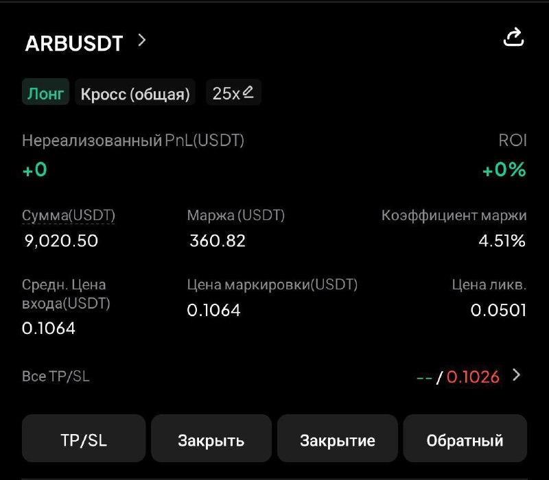 ARBUSDT LONG signal screenshot by IN CRYPTO WE TRUST