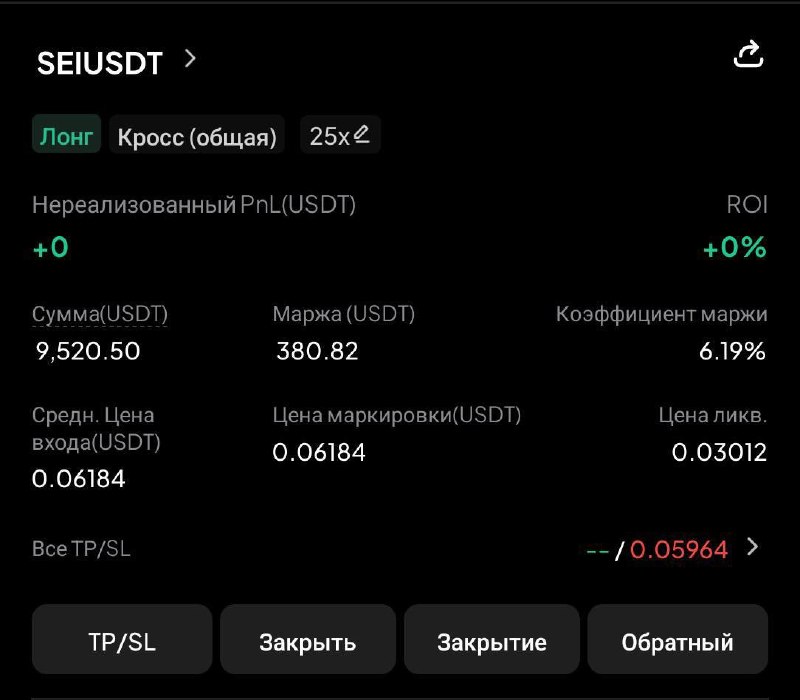 SEIUSDT LONG signal screenshot by IN CRYPTO WE TRUST