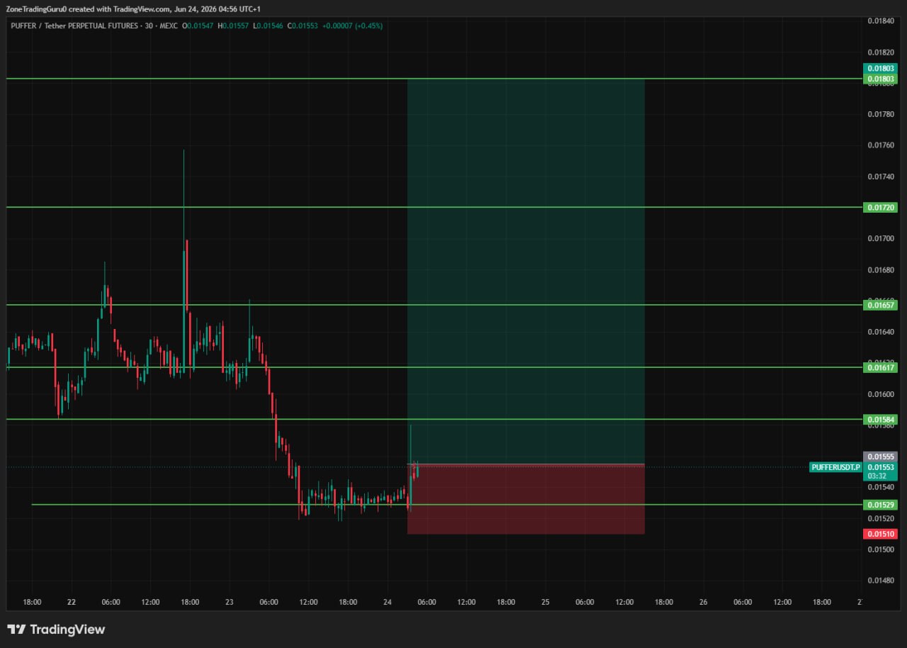 PUFFERUSDT LONG signal screenshot by Evening Trader Group