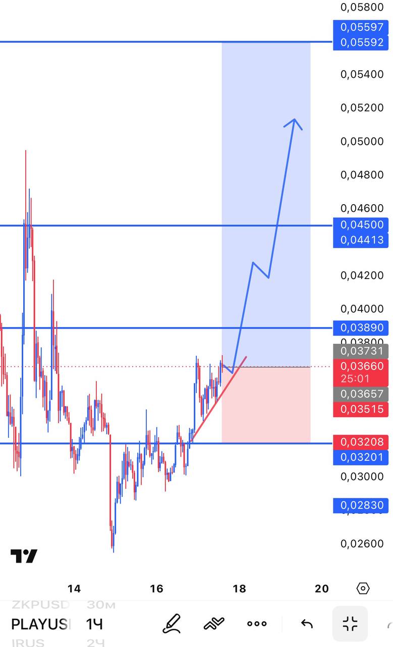 PLAYUSDT LONG signal screenshot by INVEX GROUP