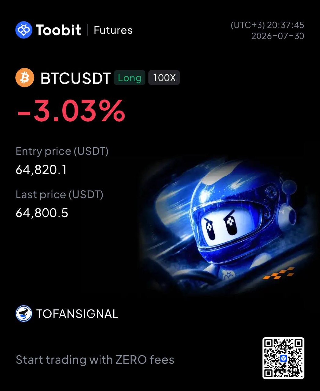 BTCUSDT LONG signal screenshot by Tofan Trade | سیگنال کریپتو