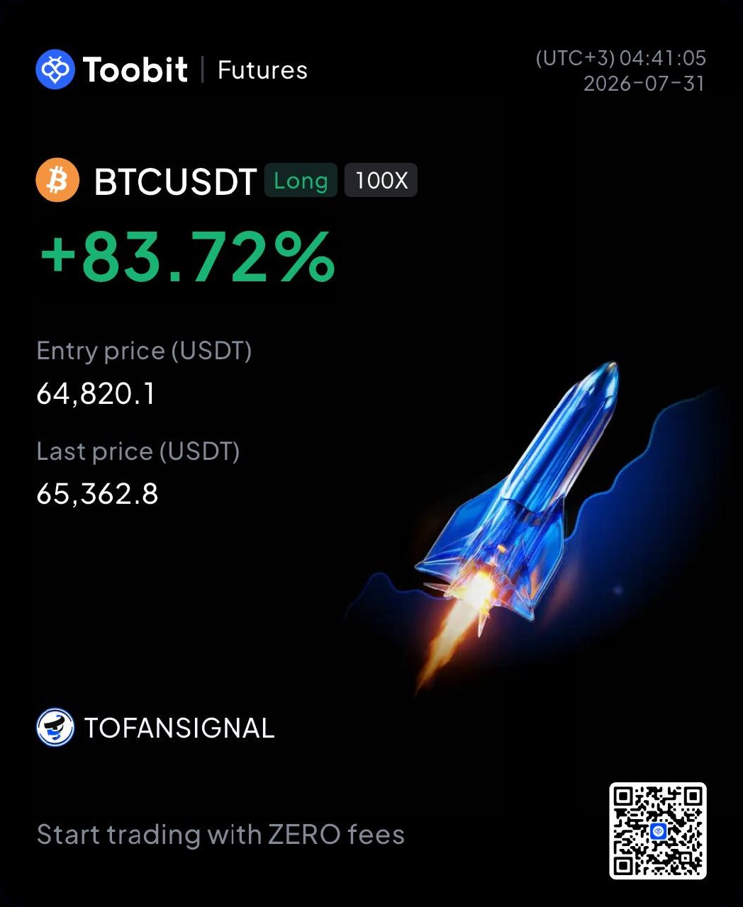 BTCUSDT LONG signal screenshot by Tofan Trade | سیگنال کریپتو