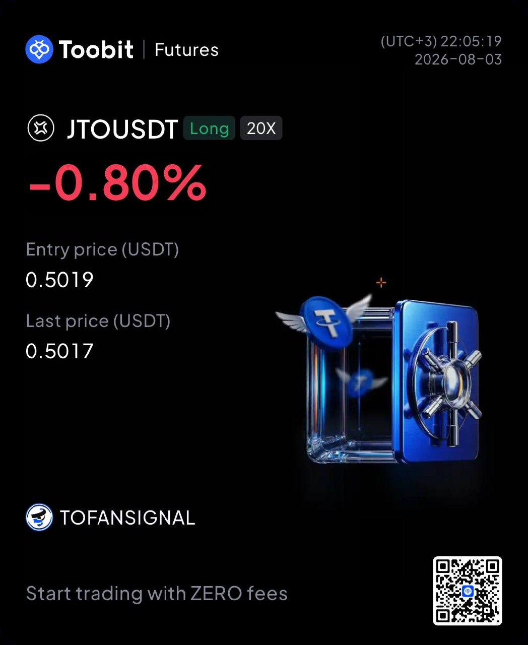 JTOUSDT LONG signal screenshot by Tofan Trade | سیگنال کریپتو